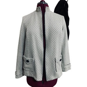 Cheryl Nash USA Double Knit Checkered Zip Front Jacket Women Large